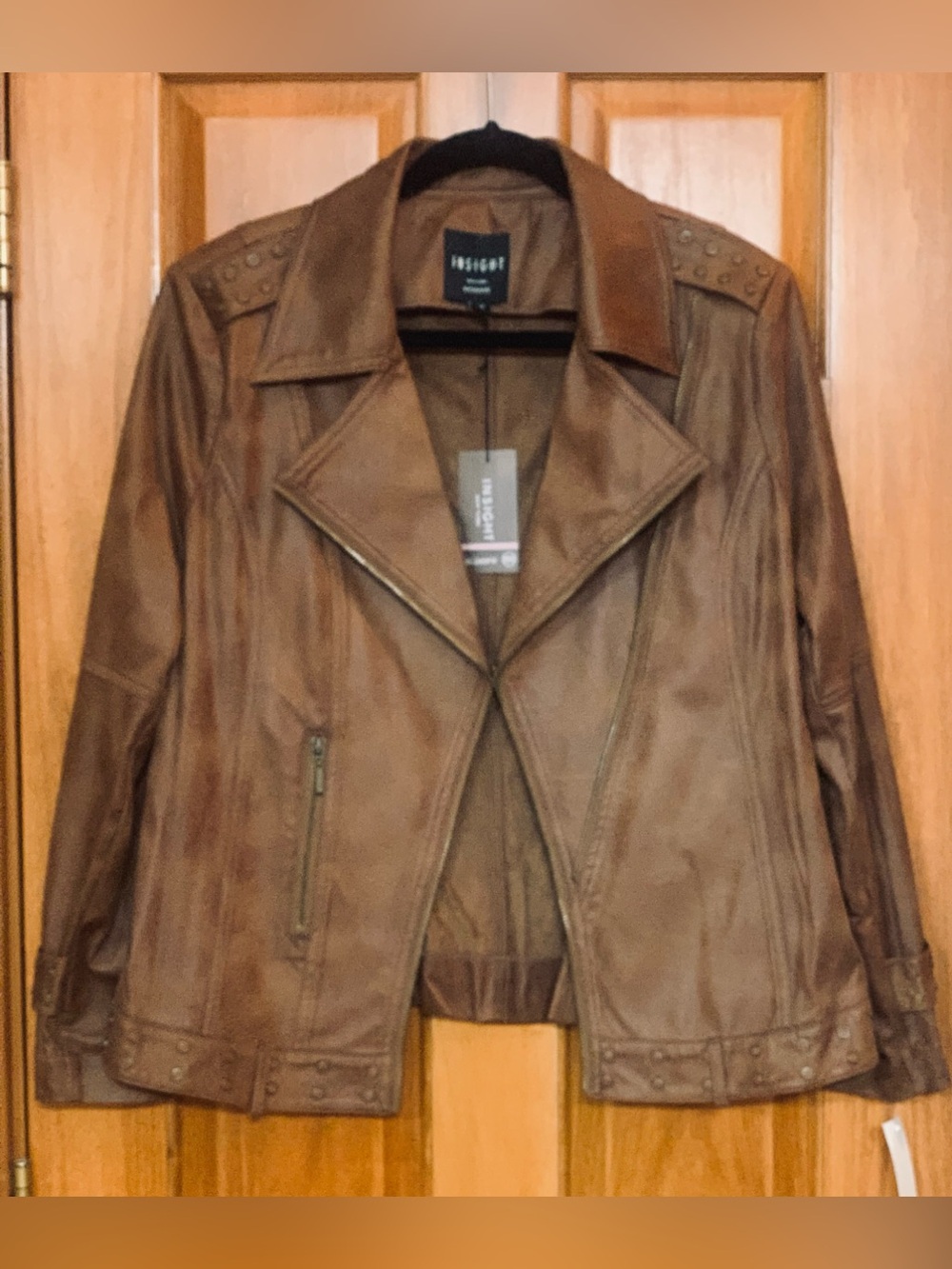Insight New York Distressed Faux Leather Moto Jacket
